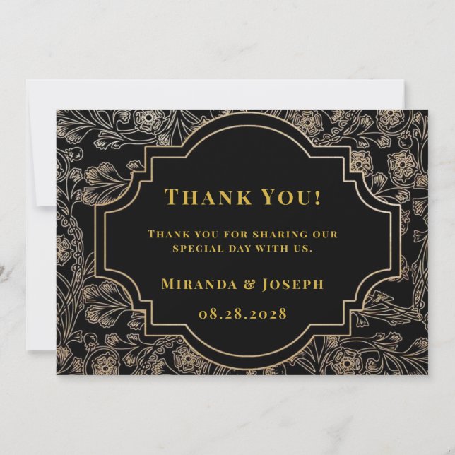 Invitación Rosa de oro negro de estilo Art Deco moderno graci (Anverso)