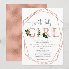Invitación rosa de oro para bebé dulce de Baby Shower virtual