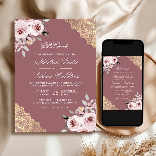 Invitación Rosa de oro polvoriento Código QR Código Boda musu (Subido por el creador)