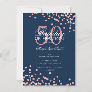 Invitación Rosa de oro Purpurina Confetti