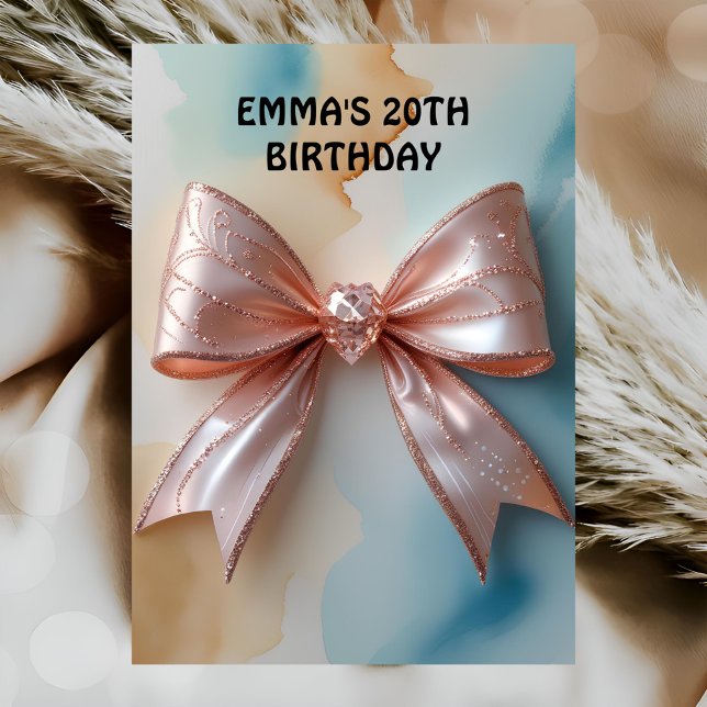 Invitación Rosa de oro purpurina diamante cumpleaños (Subido por el creador)