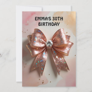 Invitación Rosa de oro purpurina diamante cumpleaños