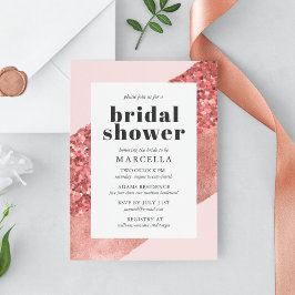 Invitación Rosa de oro, Rubor y ducha de novia secuencial