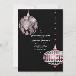 Invitación Rosa de oro, Rubor y Navidades negros