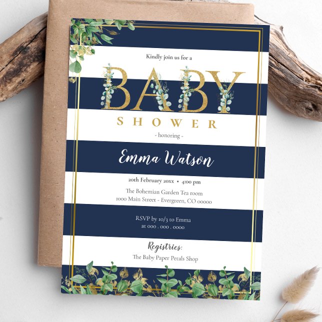 Invitación Rosa de oro ruso Pampas Letras Baby Shower (Subido por el creador)