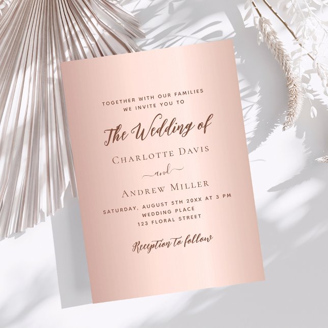 Invitación Rosa de oro simple y elegante boda (Subido por el creador)