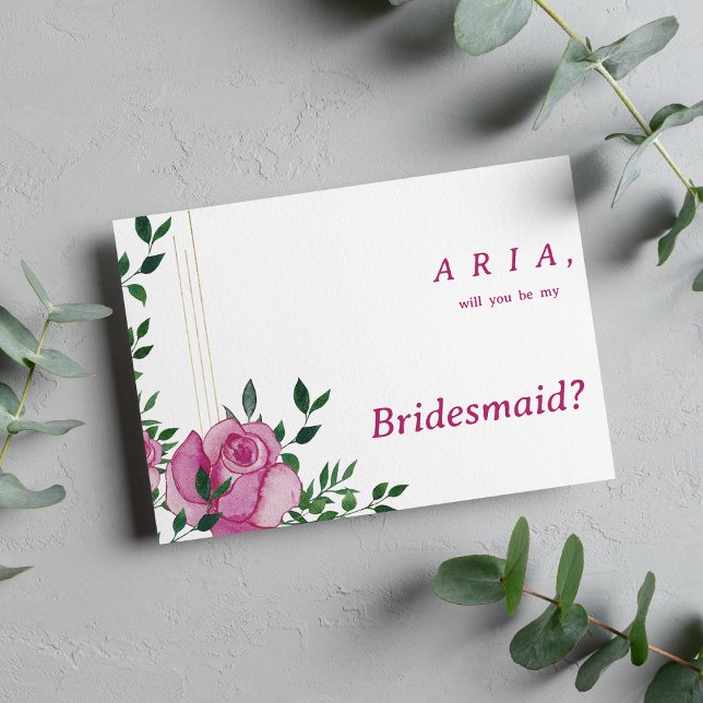 Invitación Rosa de oro verde lila botánica floral Bridesmaid (Botanic lilac green gold rose floral Bridesmaid )