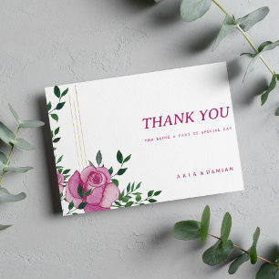 Invitación Rosa de oro verde lila botánica floral Gracias