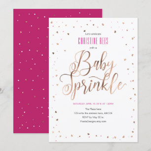 Invitación Rosa de oro y rosa, Moderno, Chica, Baby Sprinkle