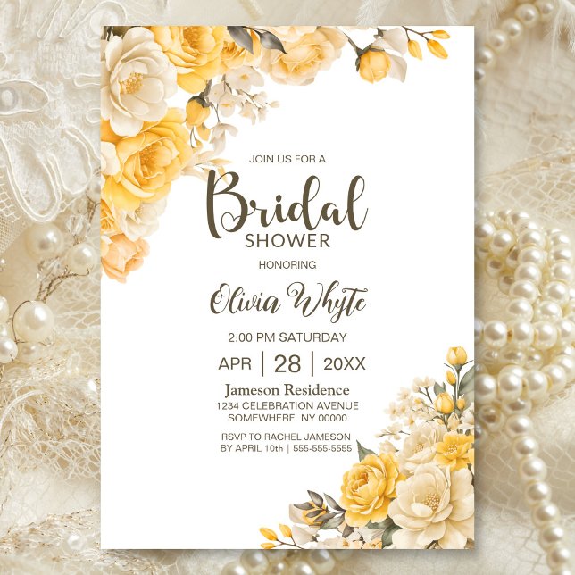 Invitación Rosa de país amarillo Floral Bridal Shower (Subido por el creador)