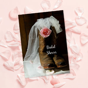 Invitación Rosa de país rosa y niño de vaca botan ducha de no