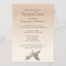 Invitación Rosa de palomas cardíacas Ensayo floral rosa Cena