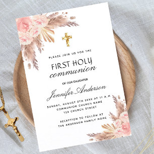 Invitación Rosa de Pampas ruborizando el primer lujo de la co