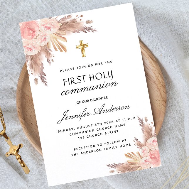 Invitación Rosa de Pampas ruborizando el primer lujo de la co (Subido por el creador)