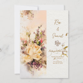 Invitación Rosa de papel de Moda de Purpurina floral Boda tex