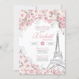 Invitación Rosa de París Florencia Jardín Rosa Quinceanera