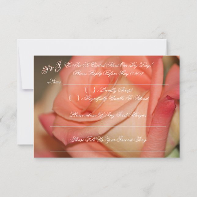 Invitación Rosa De Peach Con Coral (Reverso)
