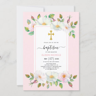 Invitación Rosa de perro salvaje blanco rosa rosa floral Baut