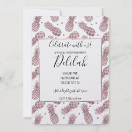 Invitación Rosa de piñas doradas