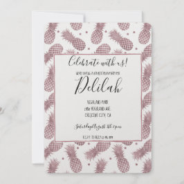 Invitación Rosa de piñas doradas