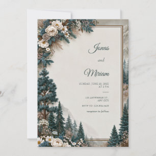 Invitación Rosa de Pino Azul de Boda