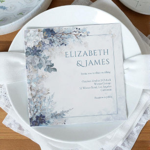 Invitación Rosa de plata azul turquesa Boda floral de inviern