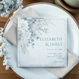 Invitación Rosa de plata azul turquesa Boda floral de inviern