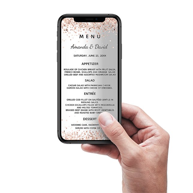 Invitación rosa de plata boda carta de oro (Subido por el creador)