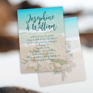 Invitación Rosa de playa de Mares Tropicales Boda Casual