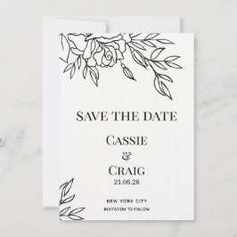 Invitación Rosa de pluma y tinta Boda Guardar la fecha