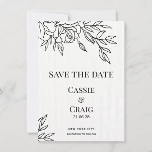 Invitación Rosa de pluma y tinta Boda Guardar la fecha