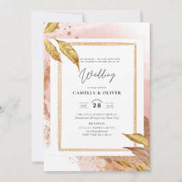 Invitación ROSA DE PRESUPUESTO Oro Saltos Boda Invitar Código