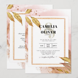 Invitación ROSA DE PRESUPUESTO Oro Saltos Boda Invitar Código