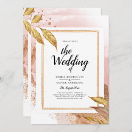 Invitación ROSA DE PRESUPUESTO Oro Saltos Boda Invitar Código