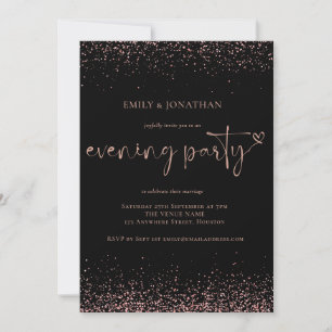 Invitación Rosa de presupuesto Purpurina de oro Boda de noche