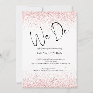 Invitación Rosa de presupuesto Purpurina de oro hacemos Boda