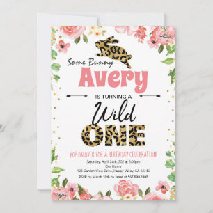 Invitación rosa de primer cumpleaños del Chica Con