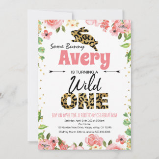 Invitación rosa de primer cumpleaños del Chica Con