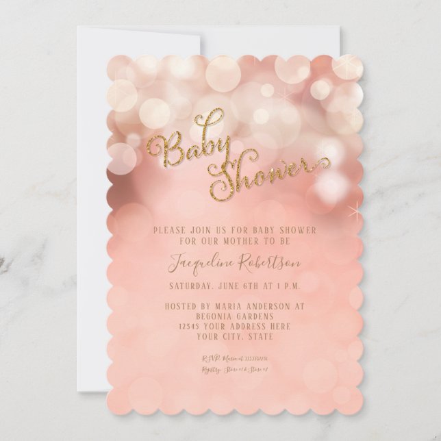 Invitación Rosa de princesa Girl Baby Shower de la luz del (Anverso)
