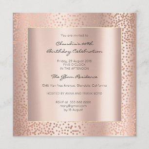 Invitación Rosa de puntos mínimos de oro Rubor Confetti Cumpl