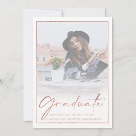 Invitación Rosa de Relieve metalizado de oro borde caligrafía