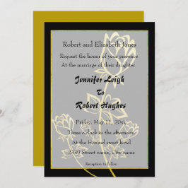 Invitación Rosa de Relieve metalizado dorado boda con tema de