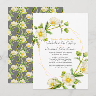 Invitación rosa de roca acuarela arte blanco boda gris amaril