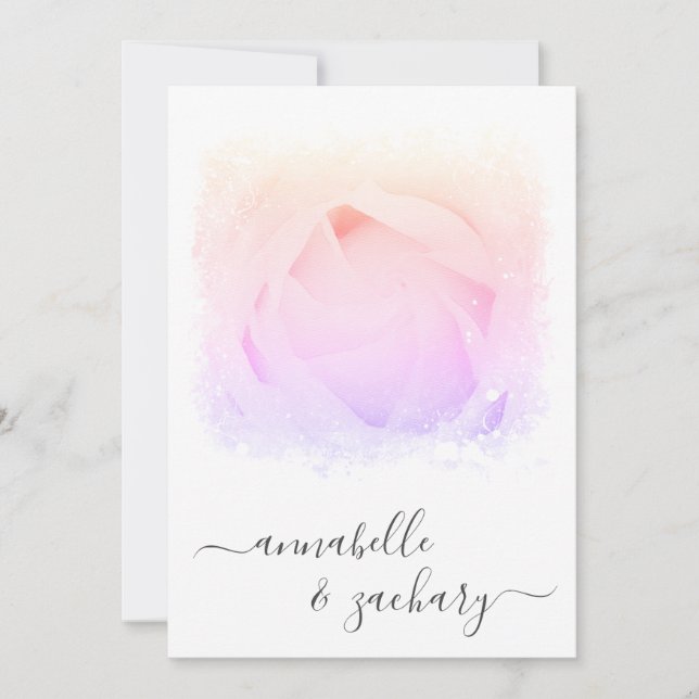 Invitación ** Rosa de RSVP Floral - BODA QR AR8 (Anverso)