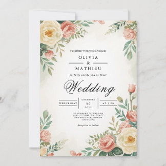 Invitación Rosa de rubor Boda del arco botánico