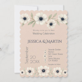 Invitación Rosa de Rubor Boda eterno de Marfil Azul Anemone