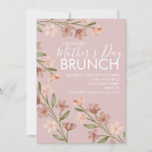 Invitación rosa de Rubor con flores de brunch del