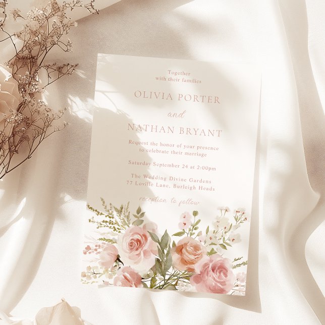 Invitación Rosa  de Rubor divino Boda botánico (Subido por el creador)