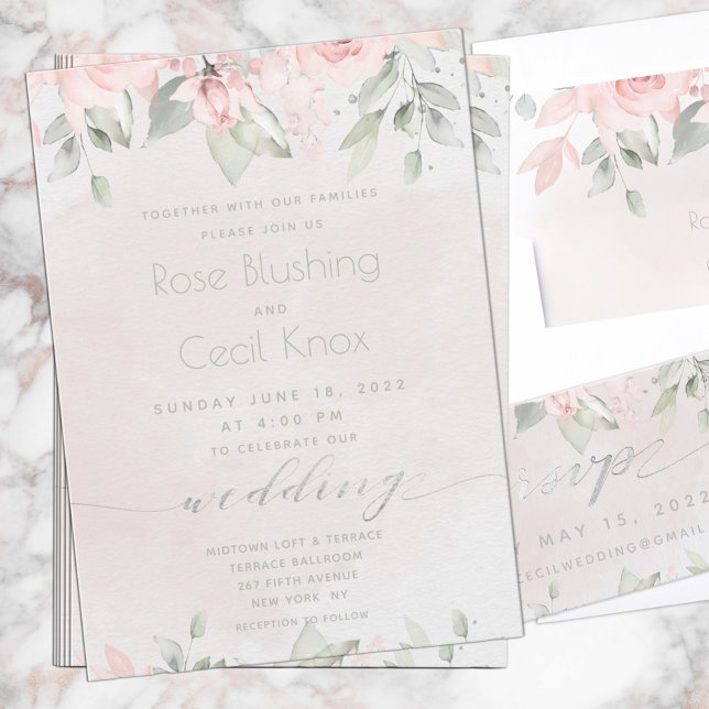 Invitación Rosa de Rubor Eucalyptus Greenery Boda (Subido por el creador)