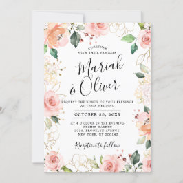 Invitación Rosa de Rubor rosa Pastel Boda Botánico Floral